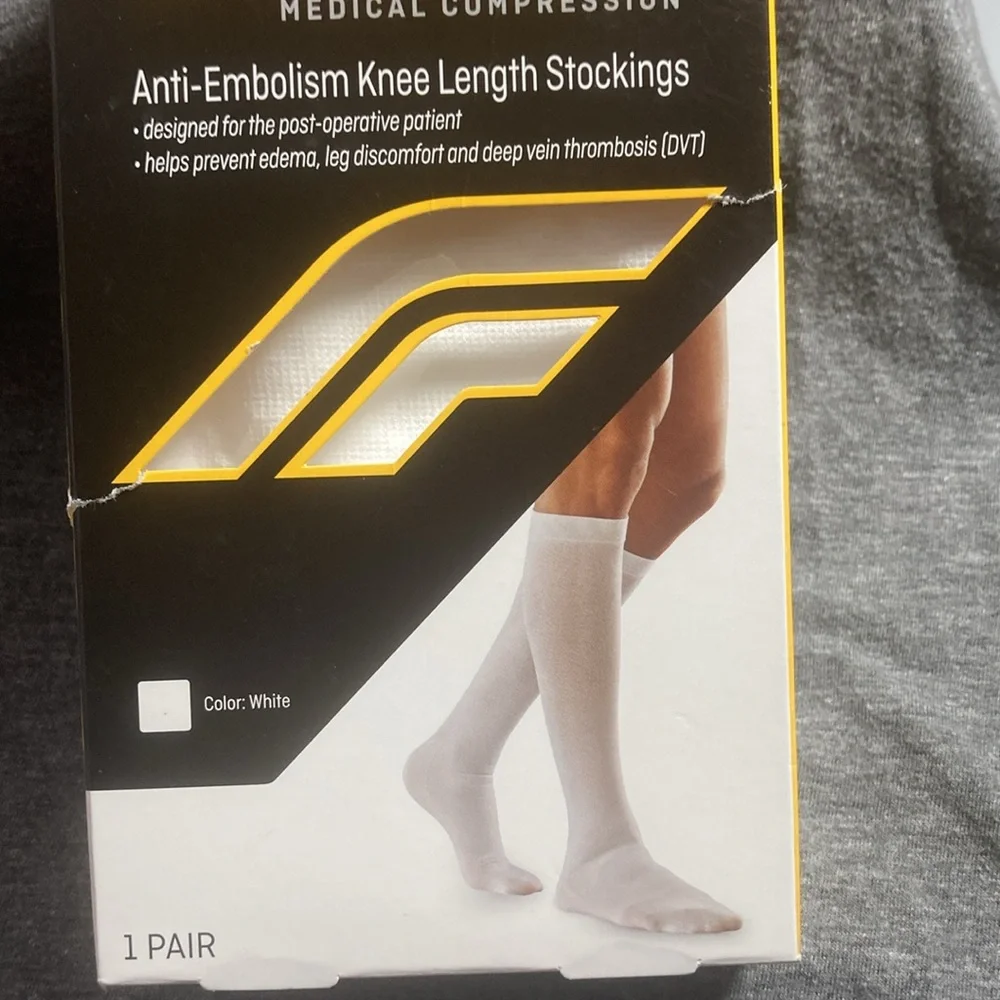 Futuro anti embolism knee length stockings white unisex XL